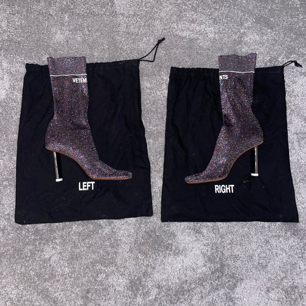 Vetements Purple Glitter Sock Heel